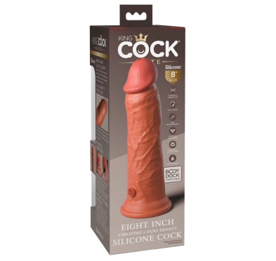 King Cock Elite - Realistyczny Silikonowy Wibrator Z Przyssawką 20 CM + Pilot Ciemny Kolor Skóry